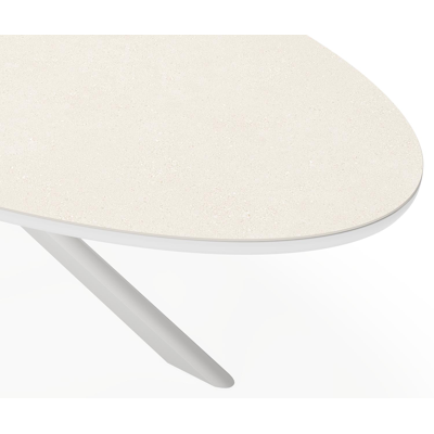 Pamplona tuintafel ovaal in wit aluminium en sintered stone Crema minerale - L 270 x B 120 x H 72 cm