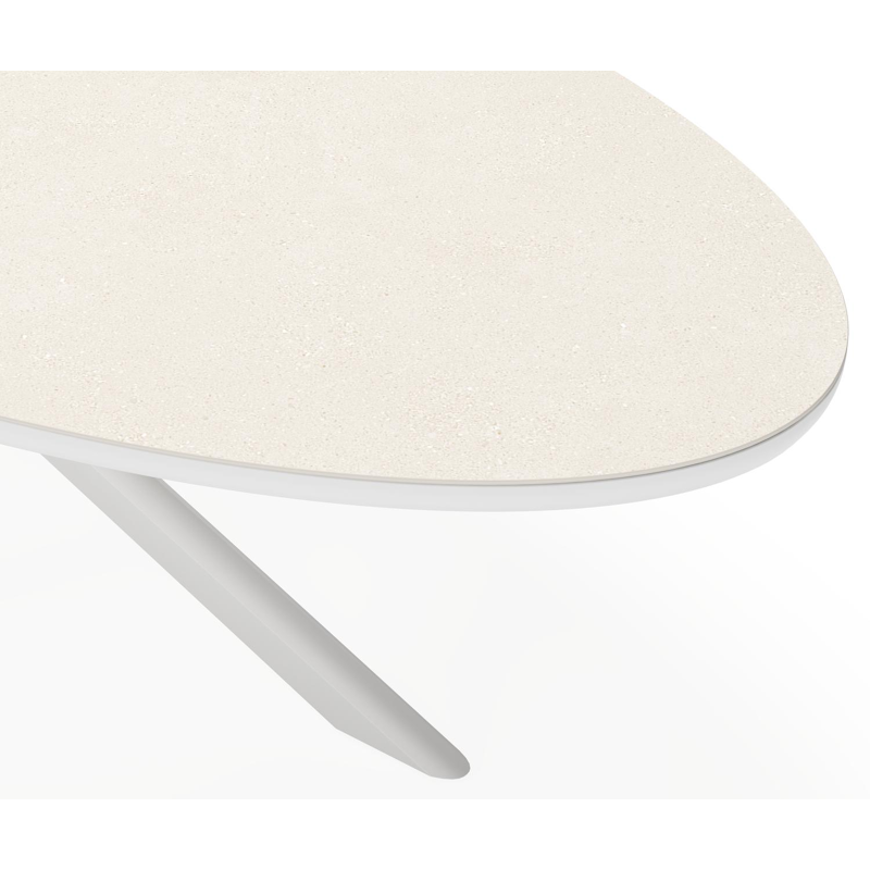 Pamplona tuintafel ovaal in wit aluminium en sintered stone Crema minerale - L 270 x B 120 x H 72 cm