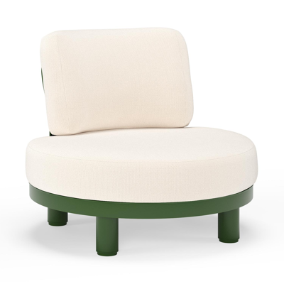 Donato loungestoel in groen aluminium met all weather sunbrella® luxe Lopi Snow kussen