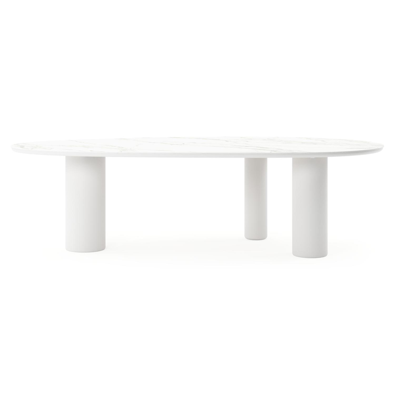 Amico tuintafel mango in wit aluminium en volkeramiek Calacatta - L 260 x B 130 x H 74 cm