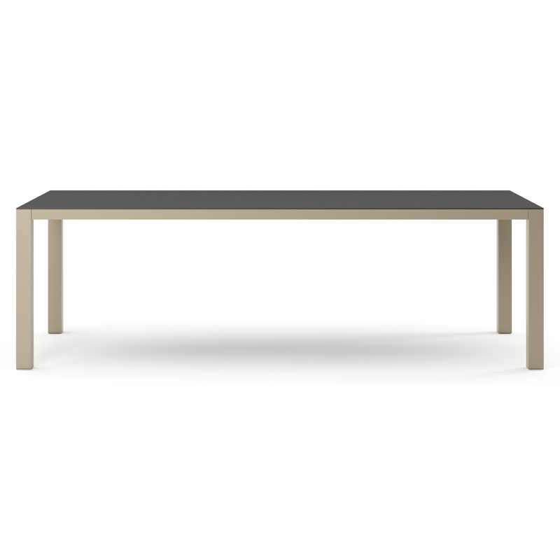 Table de jardin Como rectangulaire en aluminium beige et céramique pleine Nero Black - Lg. 240 x Lrg. 100 x Haut. 73 cm