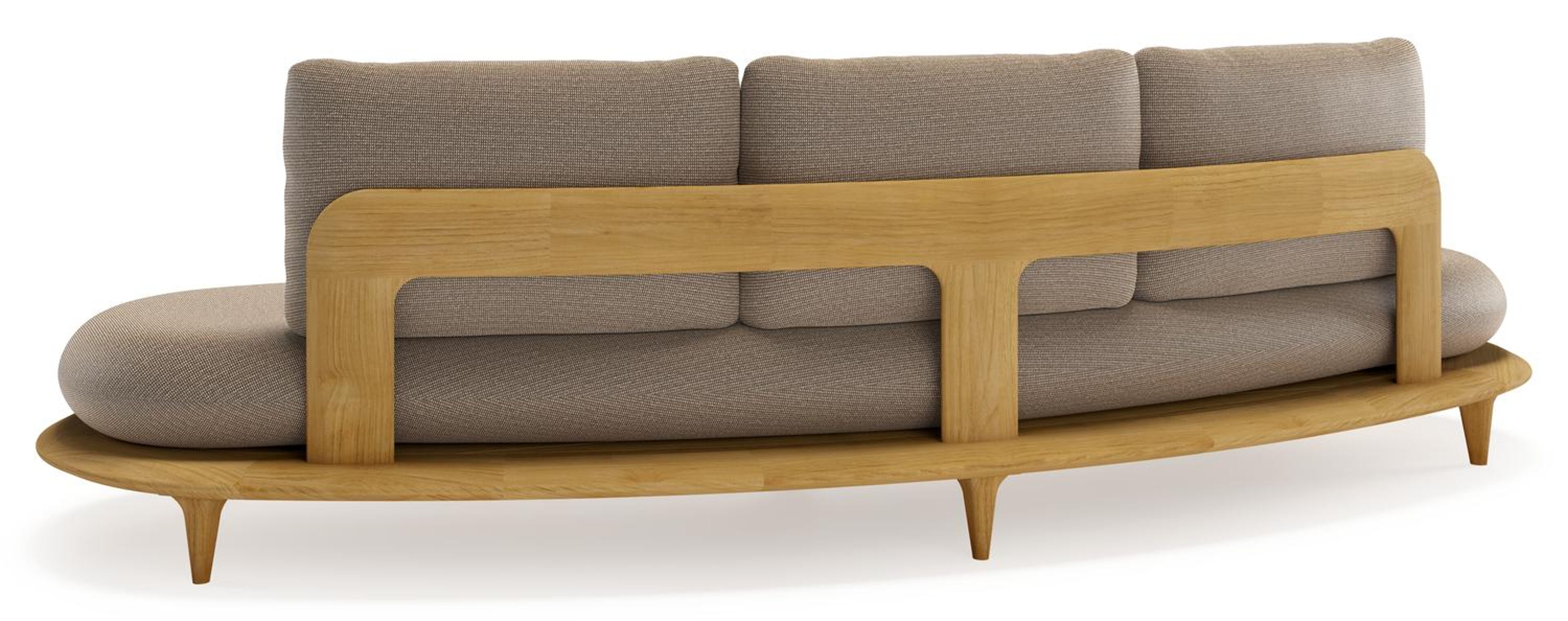 Canape de jardin Bomero en teck et coussins en all weather solica firenze earth