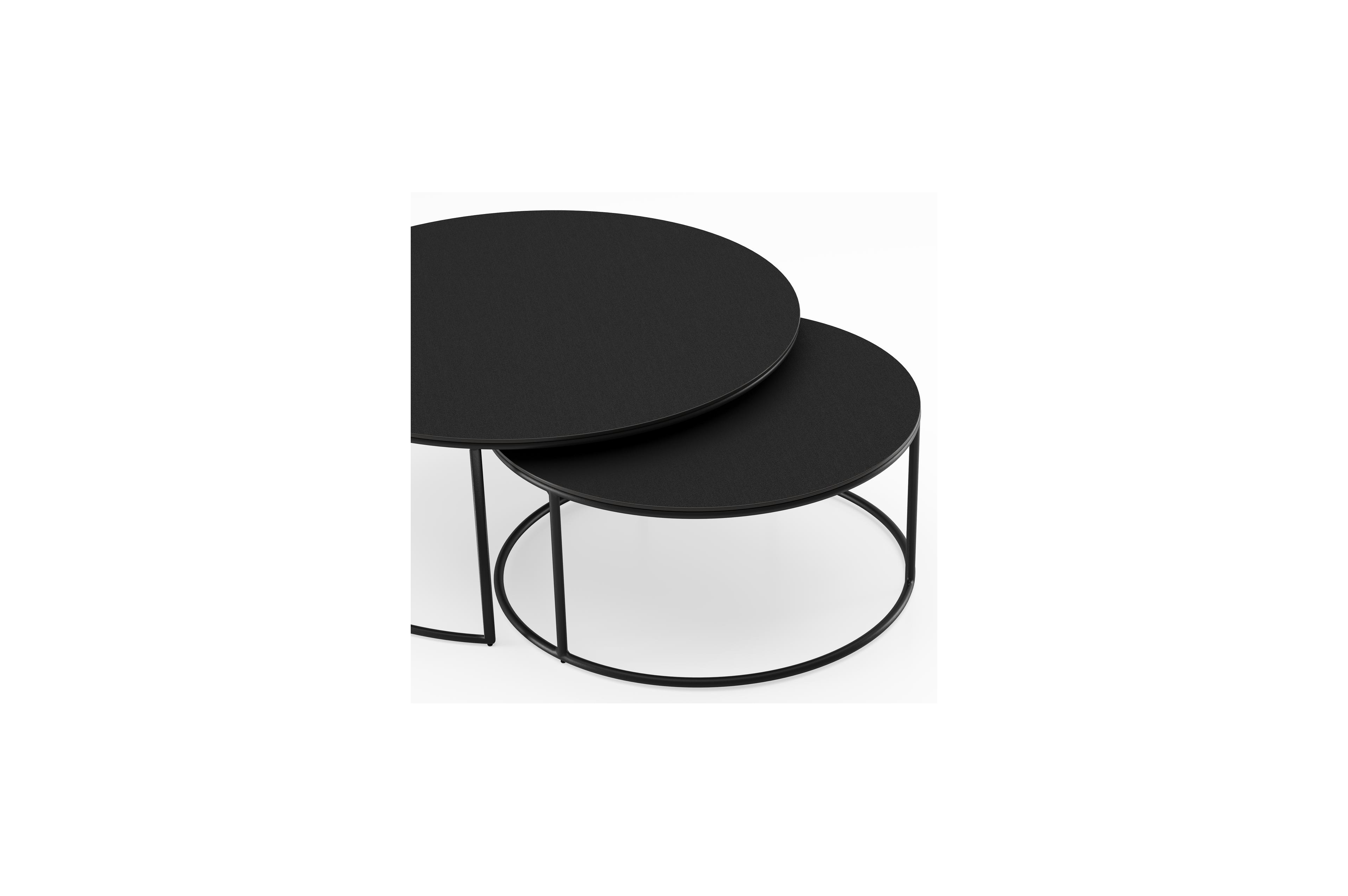 Fano loungetafels in zwart aluminium en nero black volkeramiek - Dia. 85/65 X H 35/30 cm