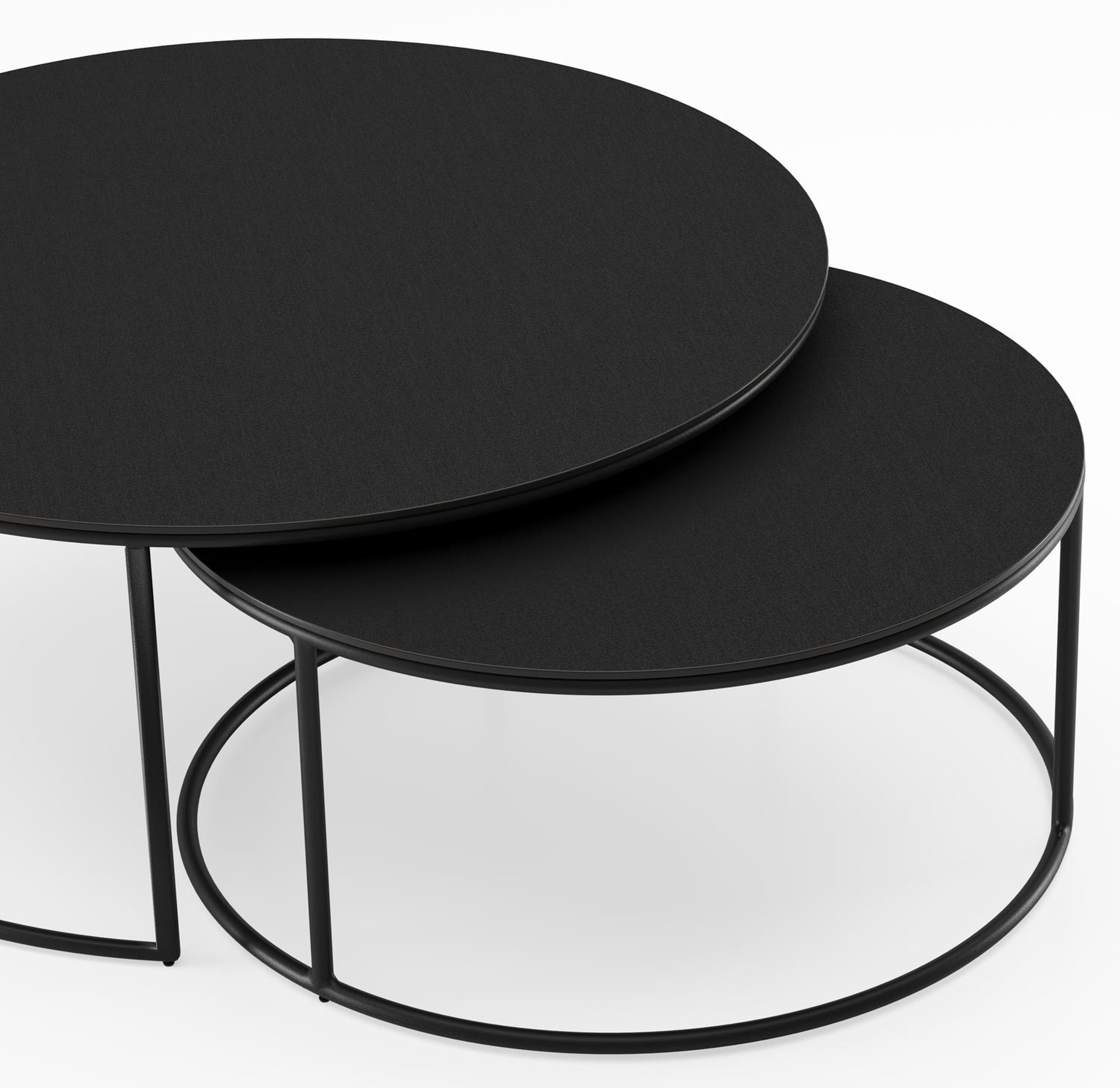 Tables basse Fano en aluminium noir et céramique pleine nero black - Dia. 85/65 X H 35/30 cm