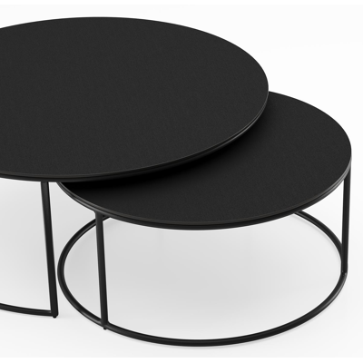 Tables basse Fano en aluminium noir et céramique pleine nero black - Dia. 85/65 X H 35/30 cm