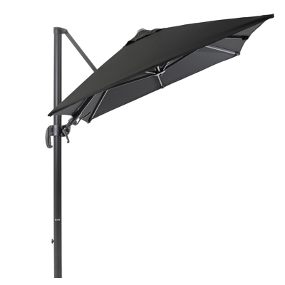 Avola zweefparasol met tiltfunctie in zwart aluminium met zwart sunbrella® premium parasoldoek - L1 200 x L2 300 cm (zonder voet)
