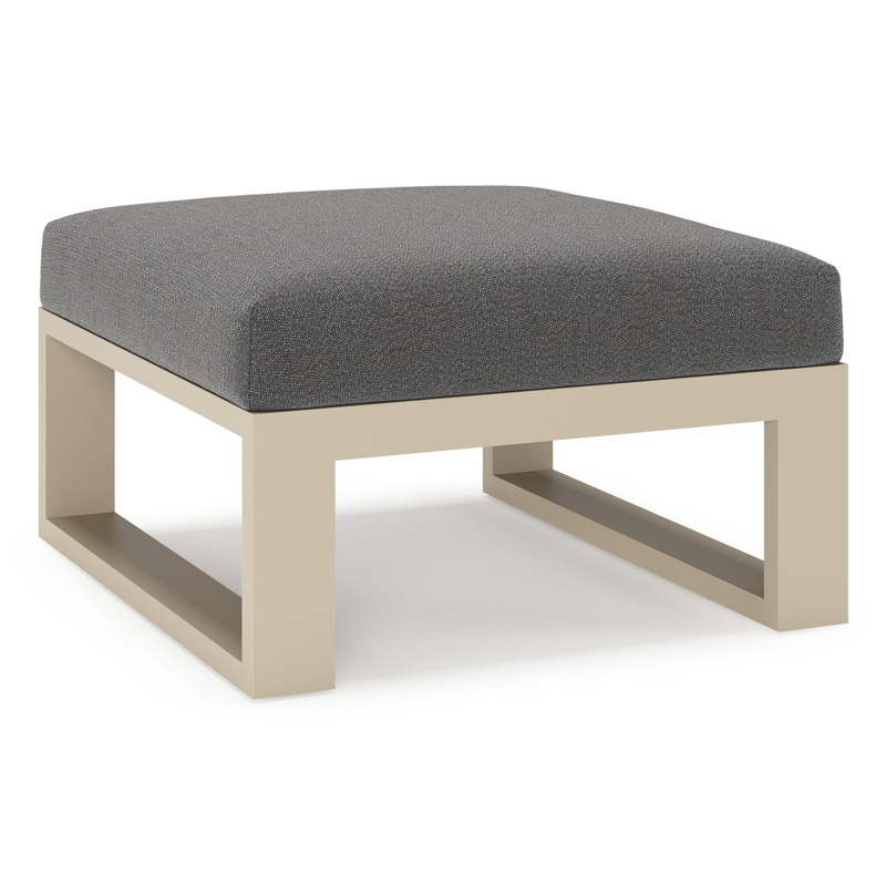 Verato poef in beige aluminium met savane tornado all weather sunbrella® luxe kussen