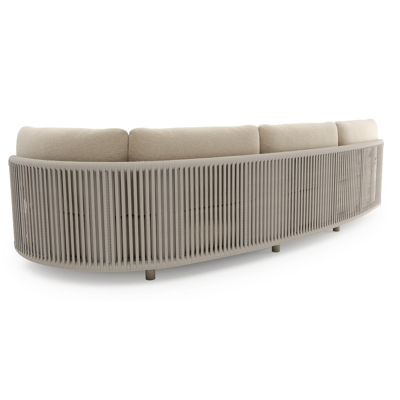 Lomano loungebank in beige aluminium en beige verticaal geweven luxe vlakke rope met althea chalk all weather cosytica kussen