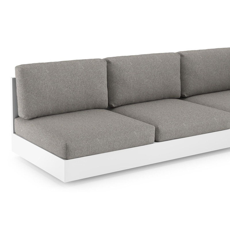 Como loungehoek in wit aluminium met tundra charcoal all weather sunbrella® luxe kussen