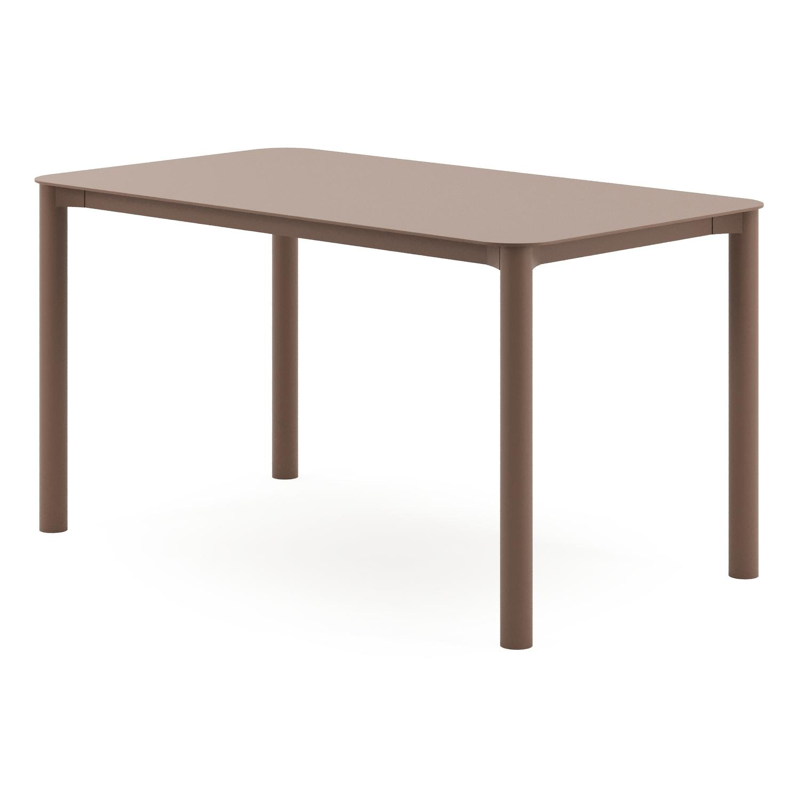 Table de jardin rectangulaire Orso arrondie en aluminium taupe - Lg. 140 x Lrg. 80 x Haut. 74,5 cm