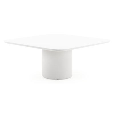 Amico low dining tuintafel afgerond vierkant in wit aluminium en volkeramiek Arctic White - L 148 x B 148 x H 61 cm