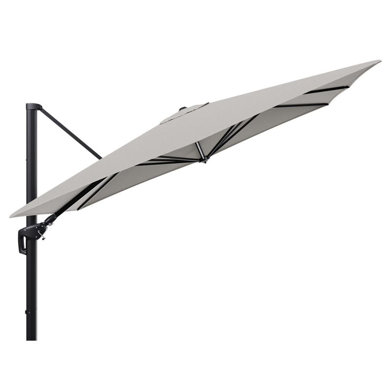 Parasol pendant Minore avec fonction tilt en aluminium noir et toile de parasol en All Weather Solica Firenze Sand  - Lg.1: 280 x Lg.2: 370 cm (sans pied de parasol