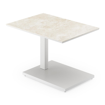 Cirello pop-up loungetafel rechthoekig in wit aluminium en volkeramiek Rapolano - L 70 x B 50 x H 44 cm