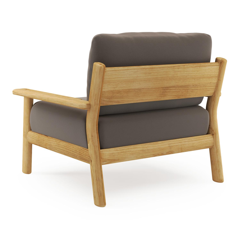 Amaro loungestoel in teak met natte nature grey all weather sunbrella® luxe kussen