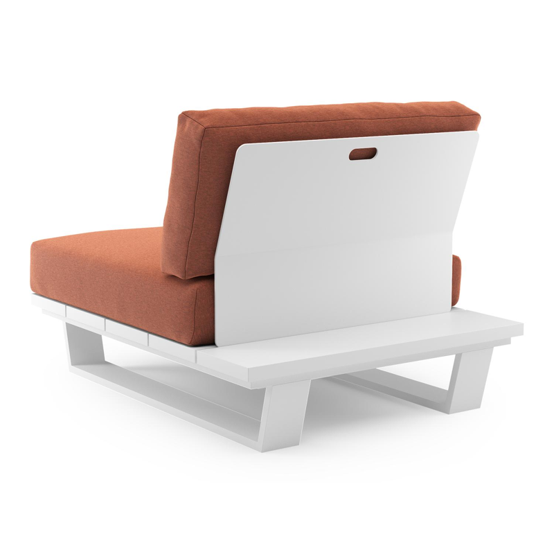 Pagino loungestoel in wit aluminium met heritage rust all weather sunbrella® luxe kussen