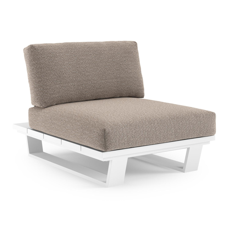 Pagino loungestoel in wit aluminium met wander manioc all weather sunbrella® luxe kussen