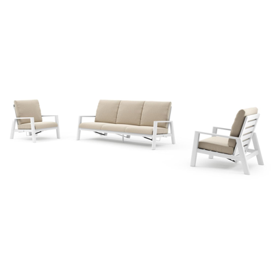 Salon de jardin Cirello en aluminium blanc et coussins en all weather cosytica althea chalk