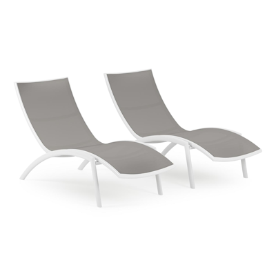 Set van 2 Siena ligbedden in zwart aluminium en zwart single textilene