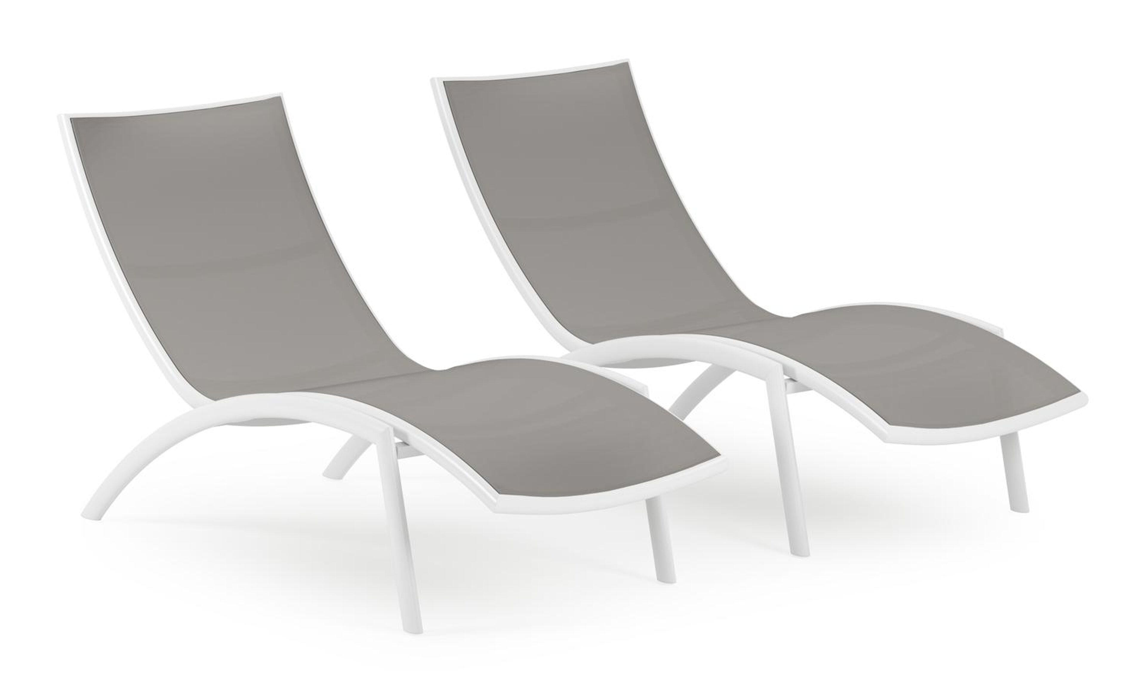 Ensemble de 2 chaise longues Siena en aluminium blanc et textilène simple gris