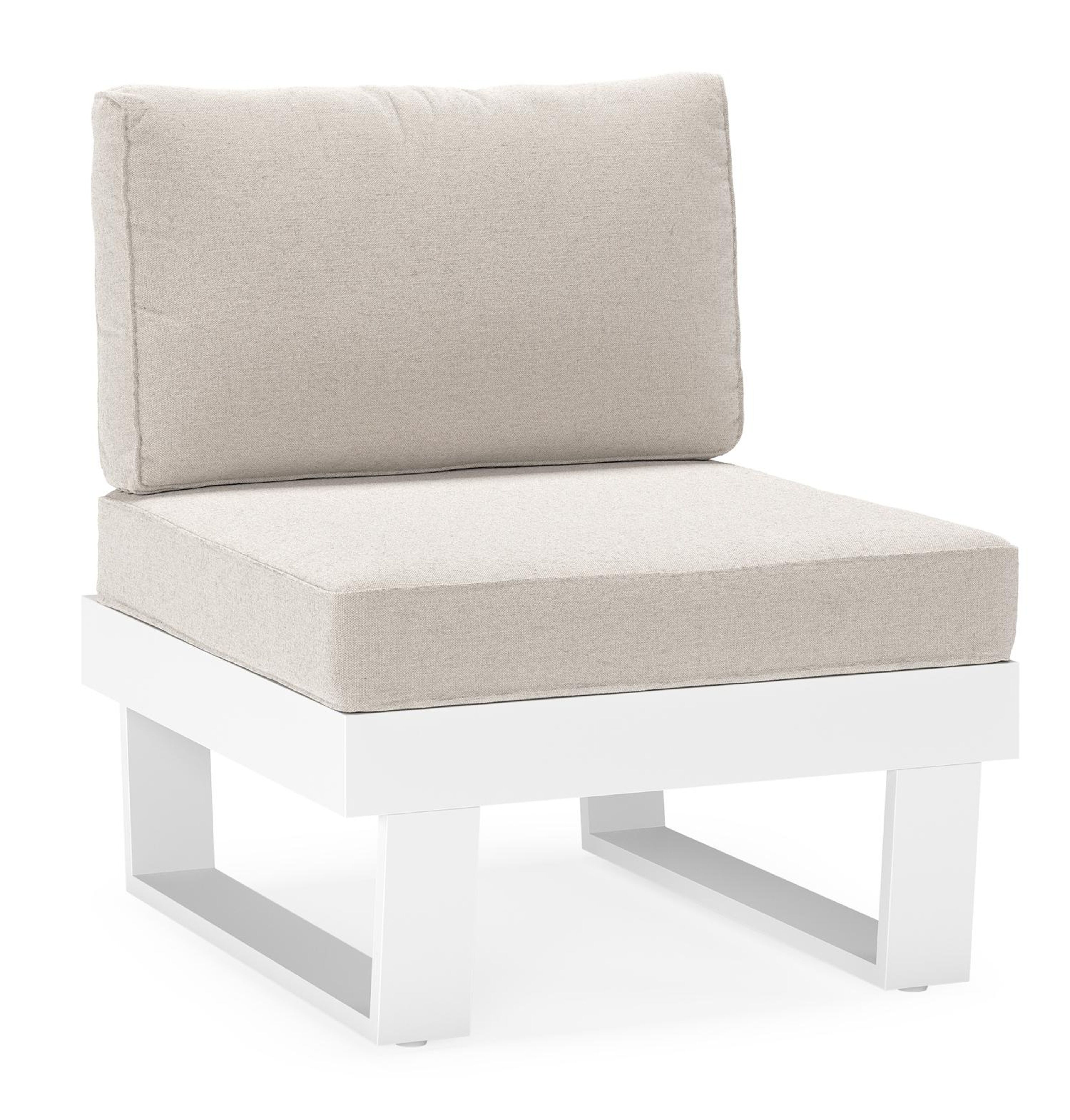 Alora loungestoel in wit aluminium met beige weather+ softtouch kussens