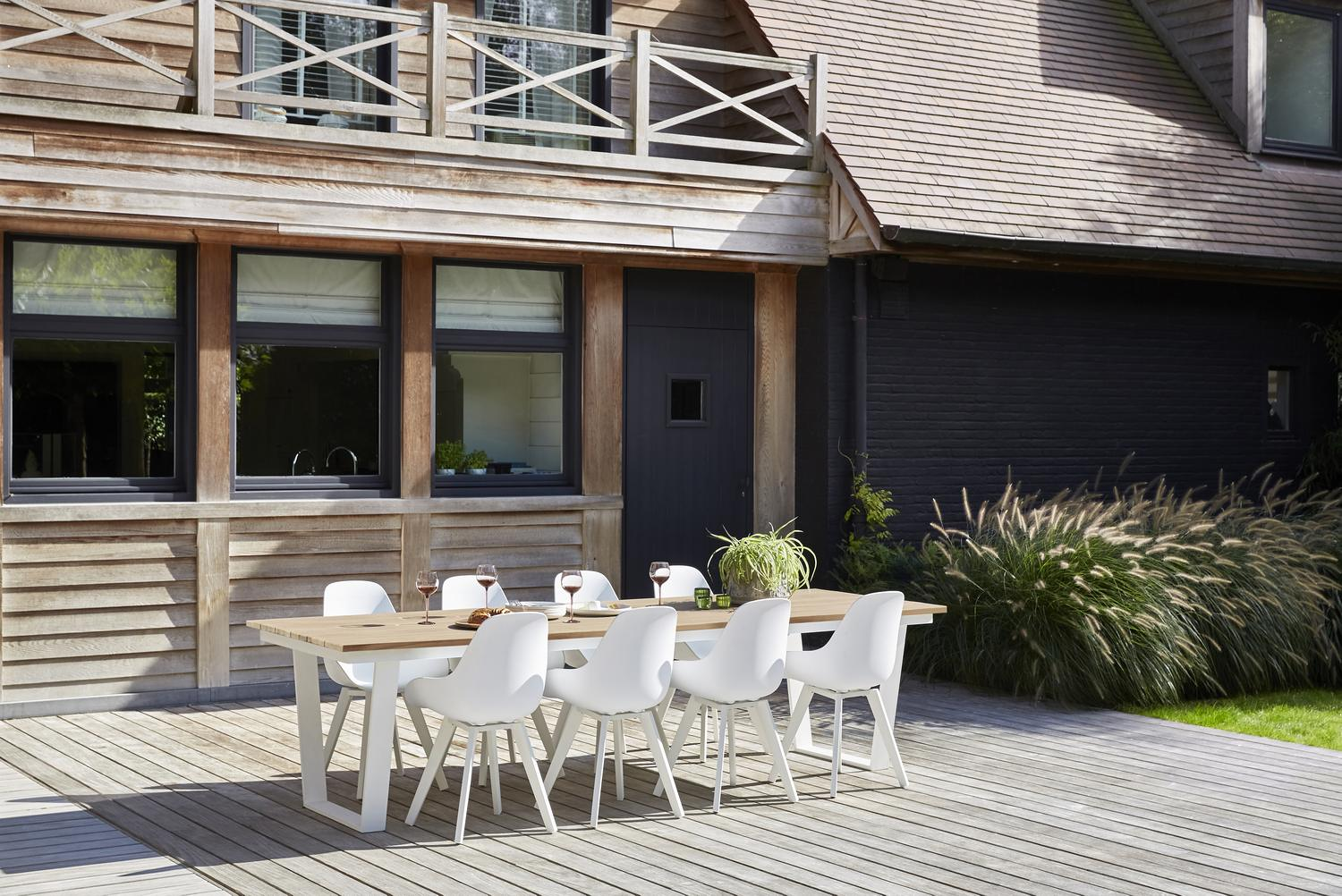 Mesa tuinstoel in wit aluminium en wit kunststof