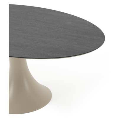 Table de jardin Fano ovale en aluminium beige et céramique pleine Basalt Black - Lg. 180 x Lrg. 110 x Haut. 75 cm