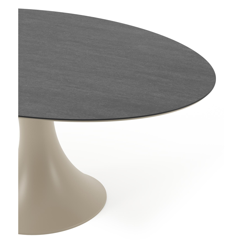 Table de jardin Fano ovale en aluminium beige et céramique pleine Basalt Black - Lg. 180 x Lrg. 110 x Haut. 75 cm