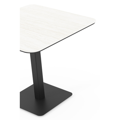 Fano kantelbare tuintafel vierkant afgerond in zwart aluminium en volkeramiek calista - L 80 x B 80 x H 72.5 cm