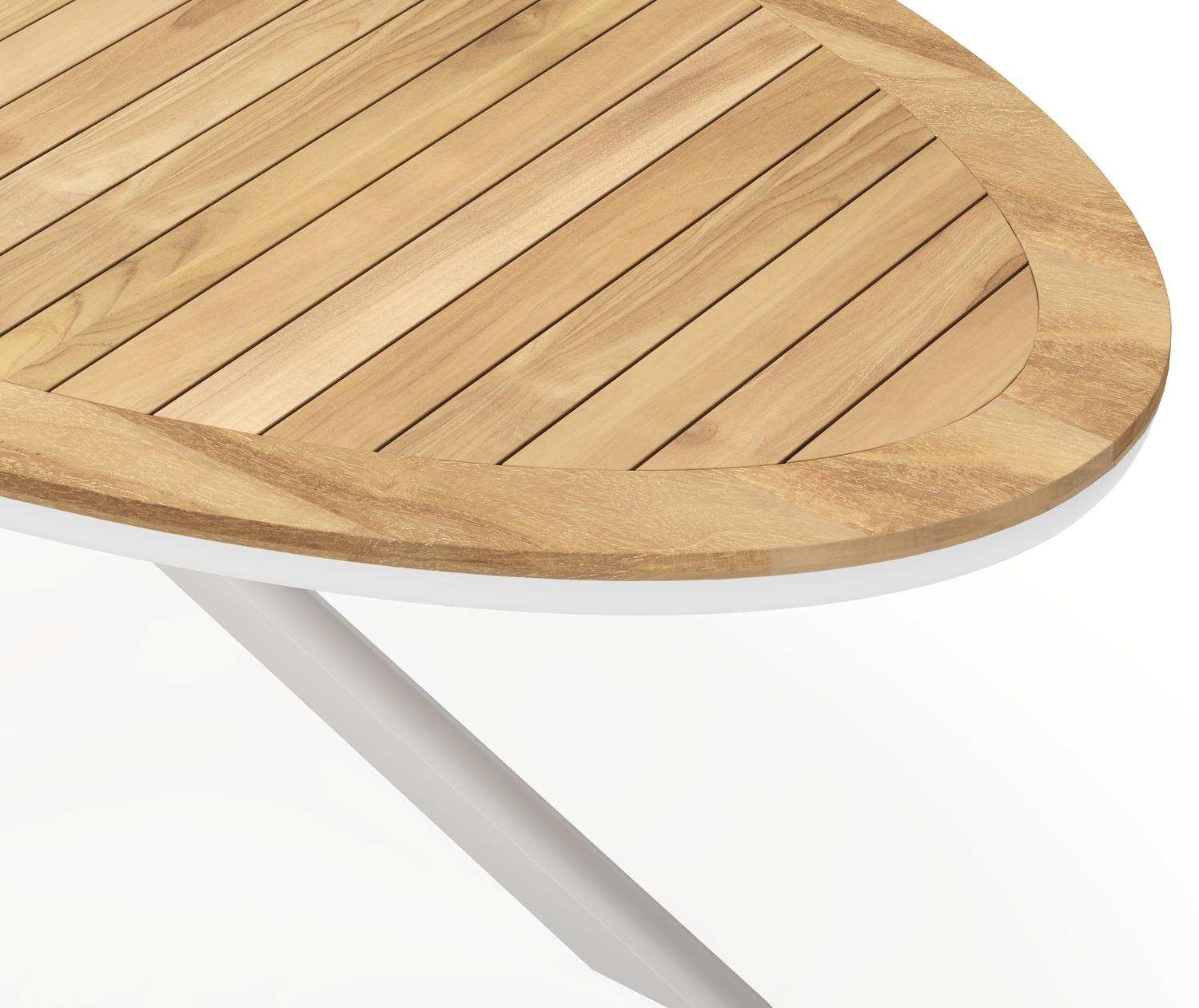 Pamplona ovale tuinset in wit aluminium en teak natural finish met 6 Cosa tuinstoelen