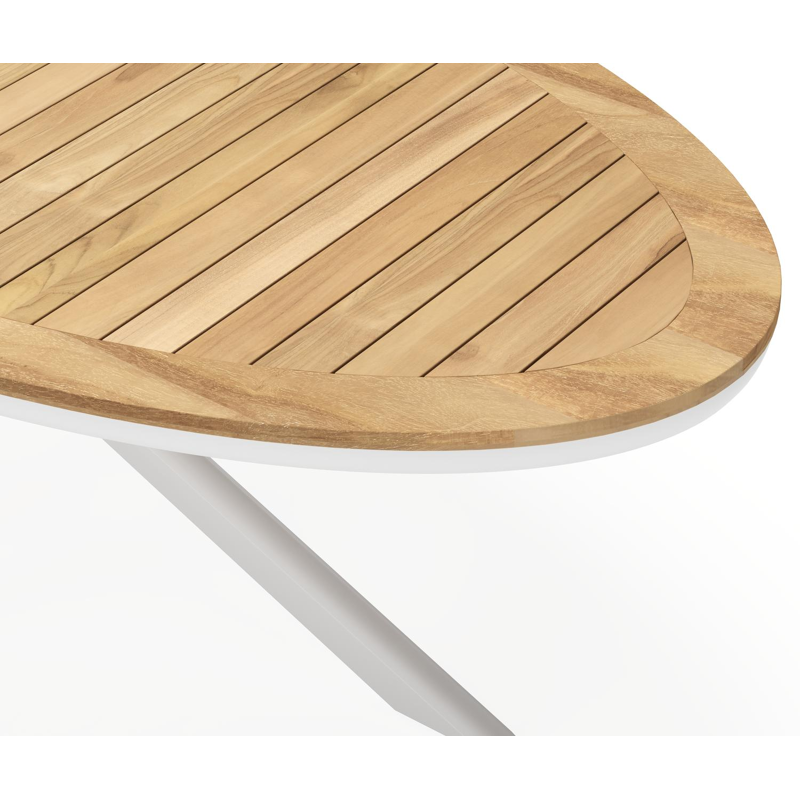 Pamplona ovale tuinset in wit aluminium en teak natural finish met 6 Cosa tuinstoelen