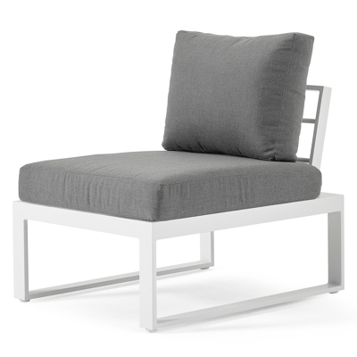 Fauteuil de jardinSerado pièce intermédiaire en aluminium blanc avec coussin en polyester gris