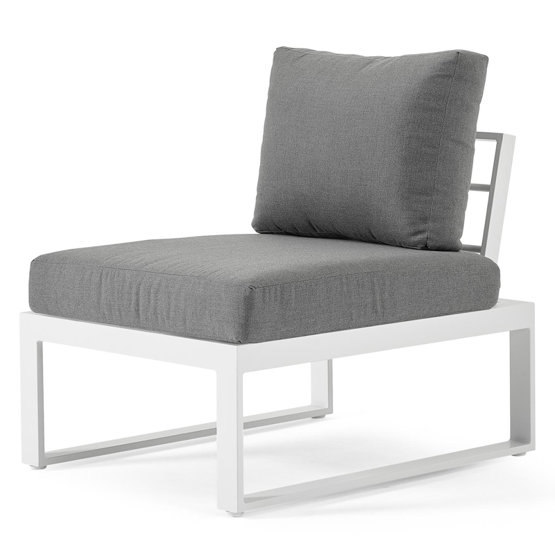 Fauteuil de jardinSerado pièce intermédiaire en aluminium blanc avec coussin en polyester gris