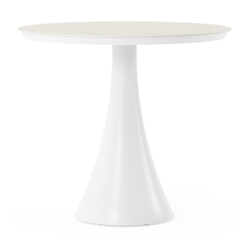 Fano tuintafel in wit aluminium en volkeramiek shilin - Dia. 85 x H 75 cm