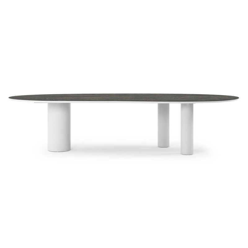 Organo tuintafel organisch in wit aluminium en volkeramiek Black Obsession - L 320 x B 120 x H 74 cm