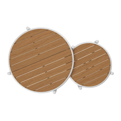 Pulo loungetafels in wit aluminium en polywood - Dia. 70 - 50 x H. 37.5 - 32.5 cm