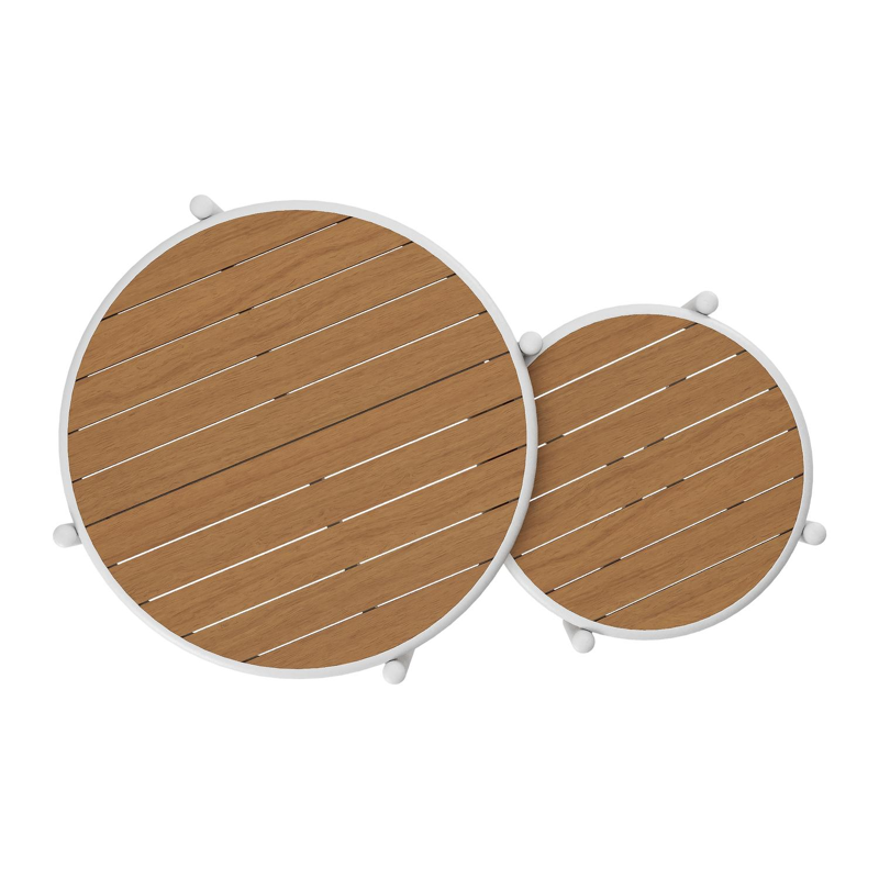 Pulo loungetafels in wit aluminium en polywood - Dia. 70 - 50 x H. 37.5 - 32.5 cm