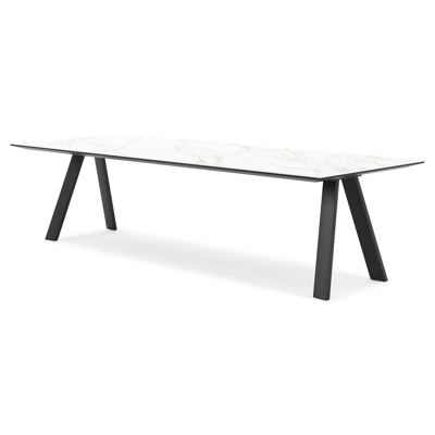 Cesano tuintafel in zwart aluminium en volkeramiek calacatta - L 280 x B 110 x H 75 cm