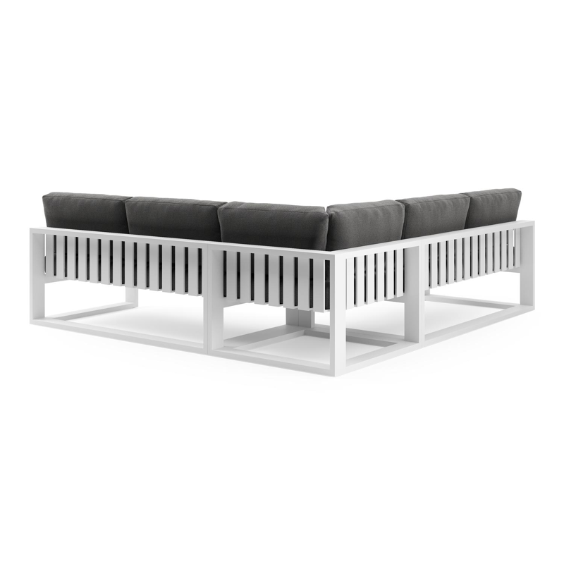 Verato loungehoek in wit aluminium met savane tornado all weather sunbrella® luxe kussen