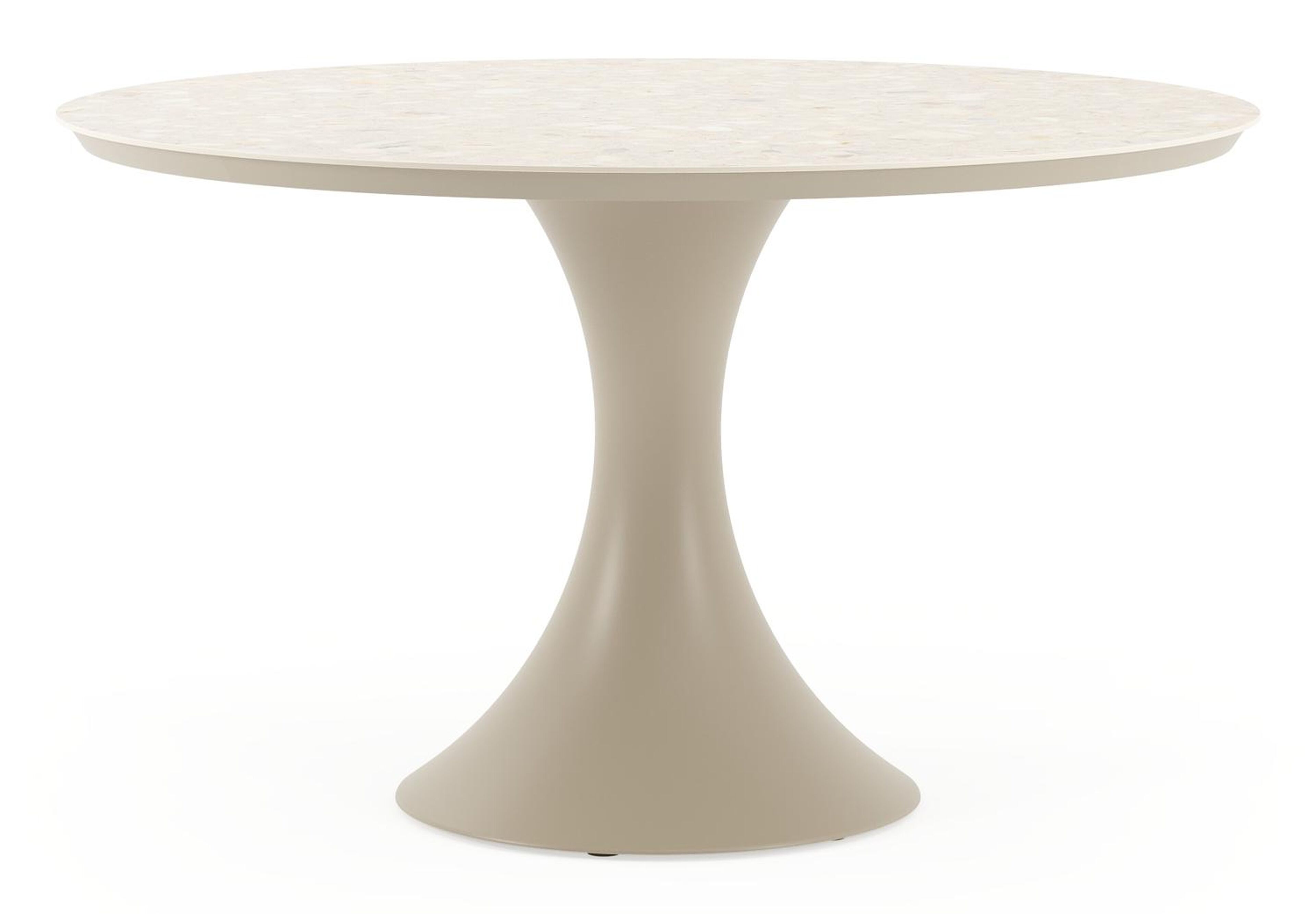 Fano tuintafel rond in beige aluminium en volkeramiek Retrostone Dia. 130 cm