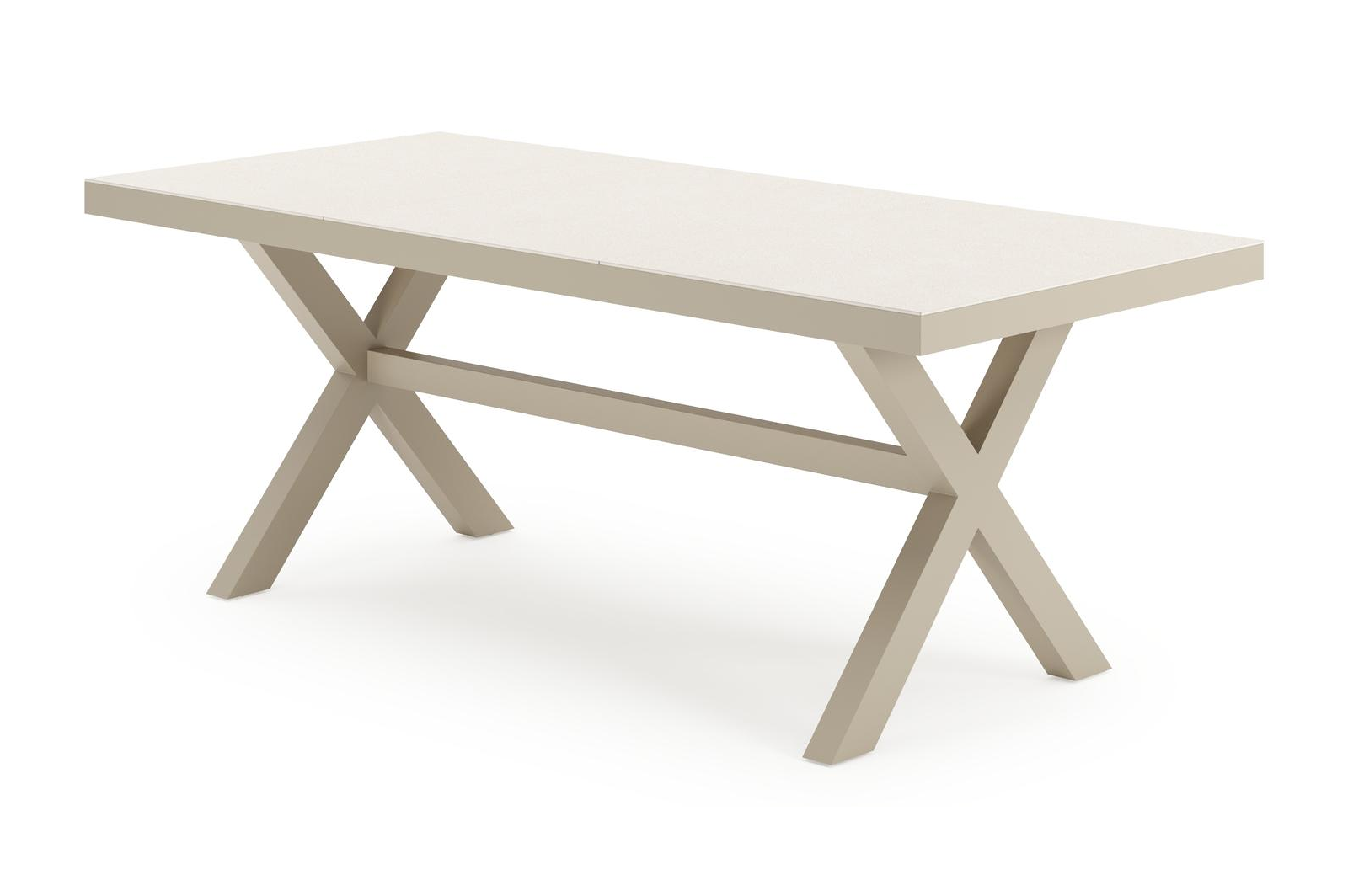 Bahia tuintafel rechthoekig in beige aluminium en sintered stone beige - L 200 x B 89 x H 75 cm