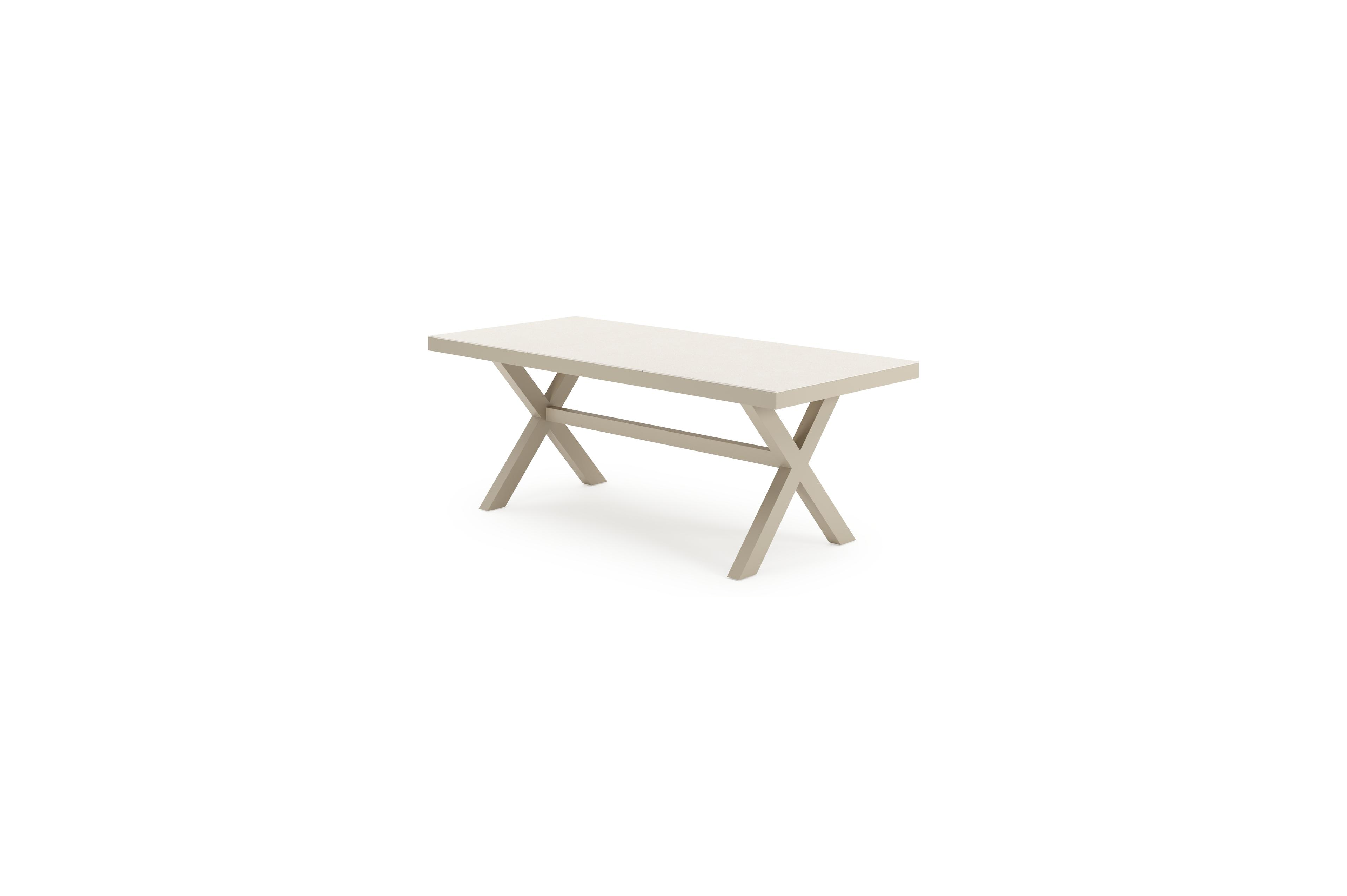 Bahia tuintafel rechthoekig in beige aluminium en sintered stone beige - L 200 x B 89 x H 75 cm