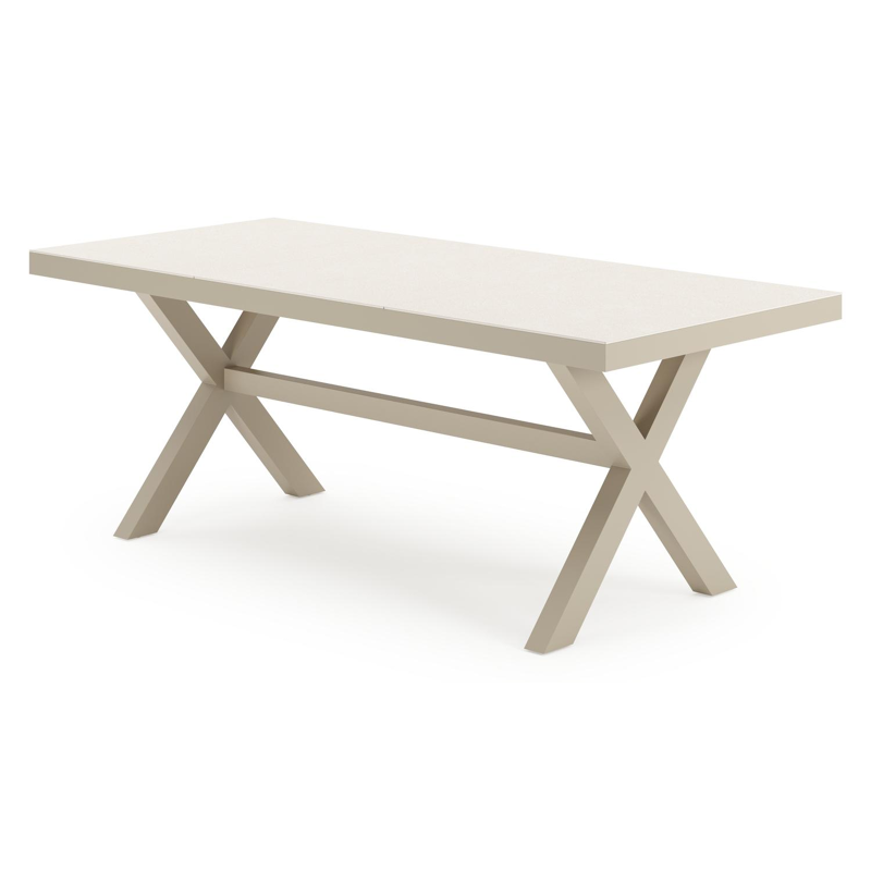 Bahia tuintafel rechthoekig in beige aluminium en sintered stone beige - L 200 x B 92 x H 75 cm