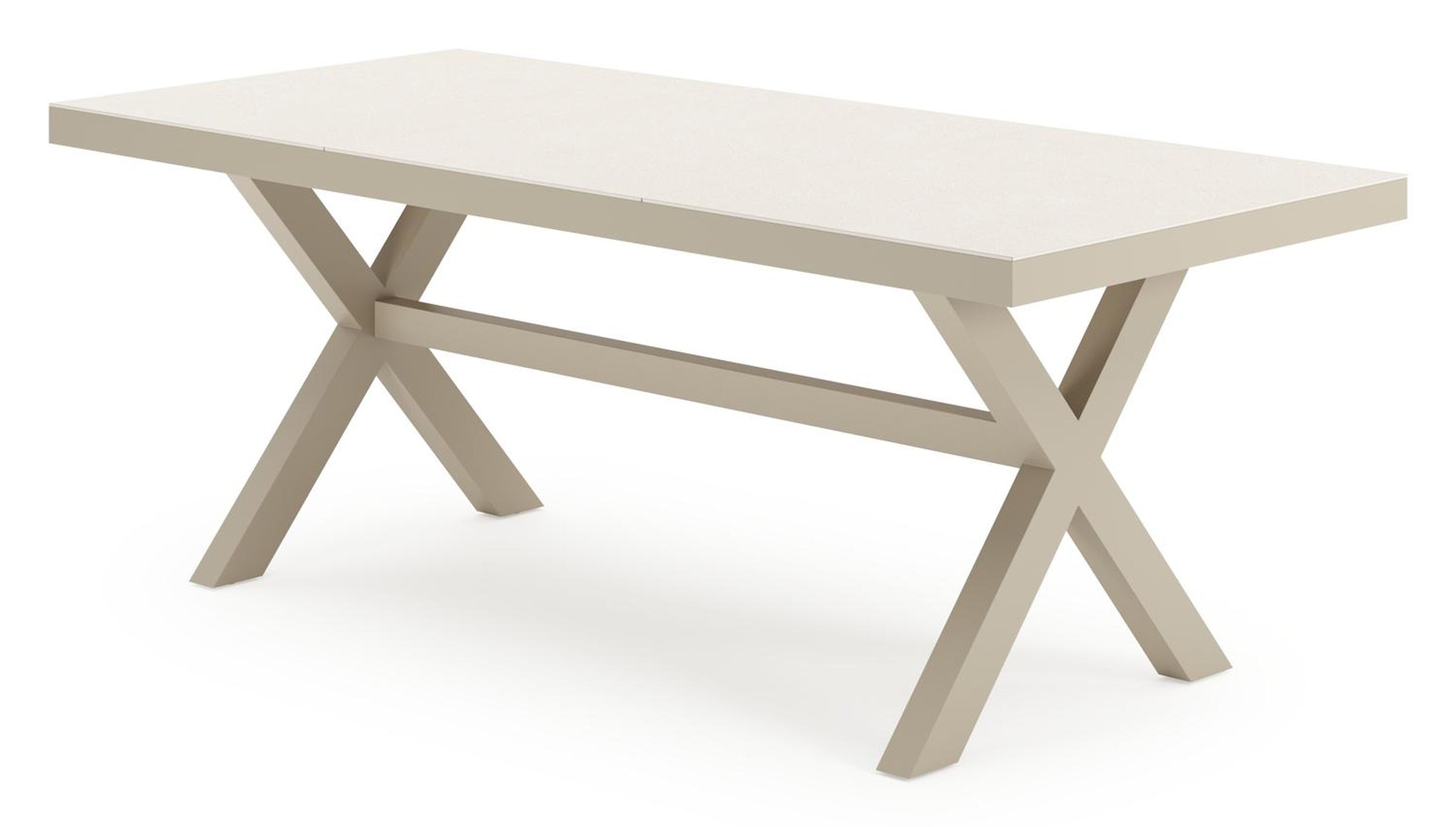 Bahia tuinset in beige aluminium en beige sintered stone met 6 Paco tuinstoelen