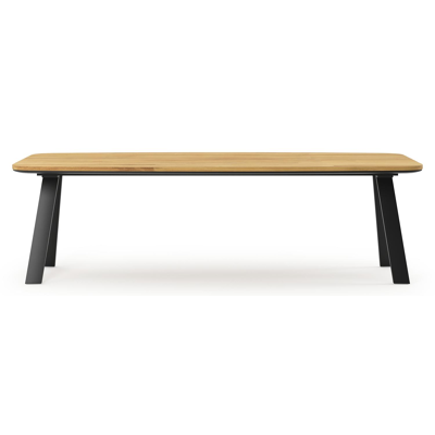 Cesano tuintafel bootvorm in zwart aluminium en teak - L 255 x B 115 x H 75 cm