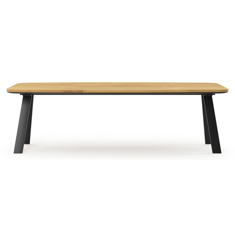 Cesano tuintafel bootvorm in zwart aluminium en teak - L 255 x B 115 x H 75 cm