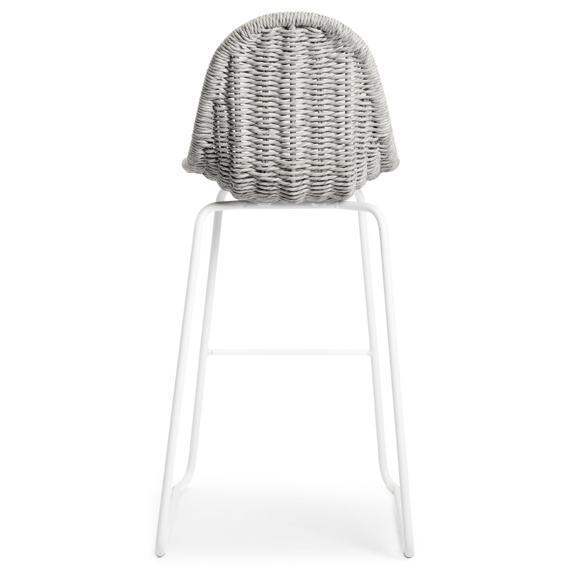 Pagino barstoel in wit aluminium en grijs wicker