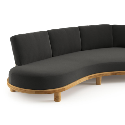 Donato loungebank in teak met natte sooty all weather sunbrella® luxe kussen