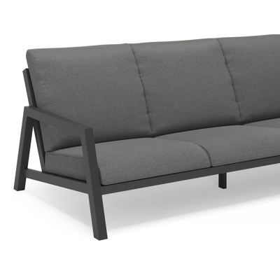 Zen'so loungebank 3-zit in zwart aluminium met savane tornado all weather sunbrella® luxe kussen