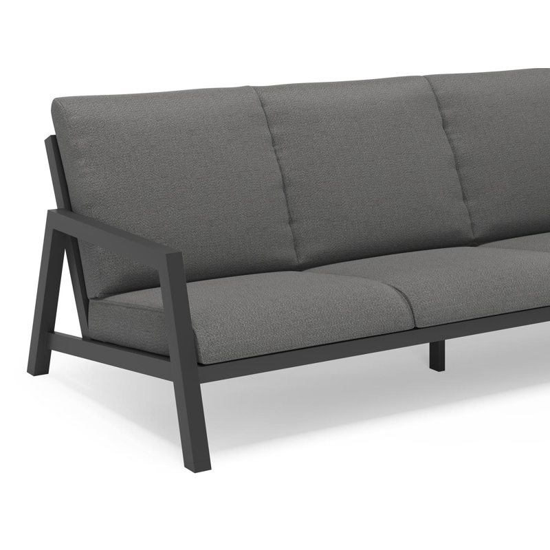 Zen'so loungebank 3-zit in zwart aluminium met savane tornado all weather sunbrella® luxe kussen