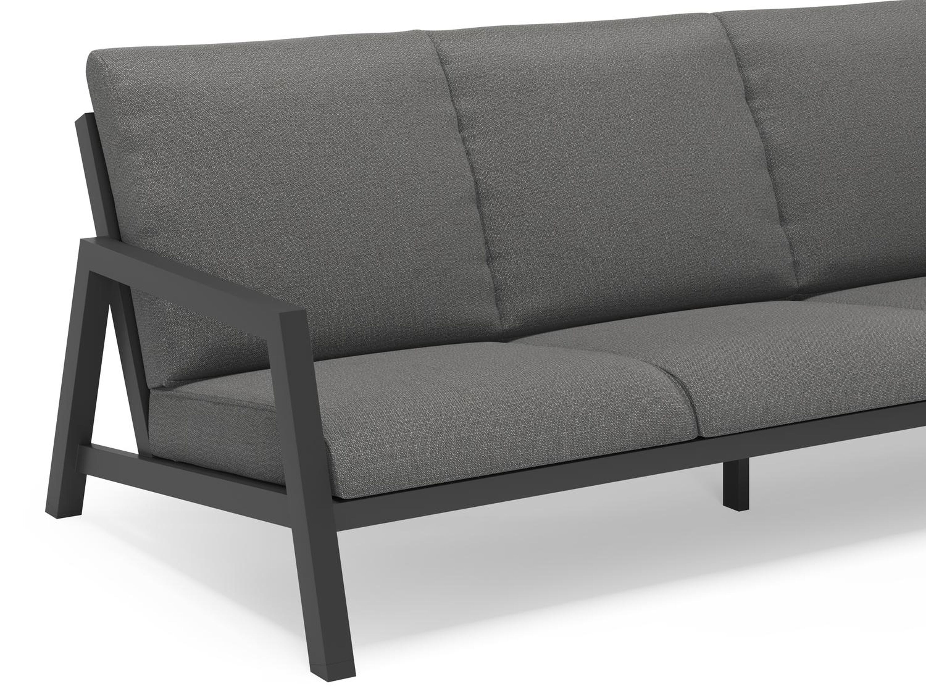 Zen'so loungebank 3-zit in zwart aluminium met savane tornado all weather sunbrella® luxe kussen